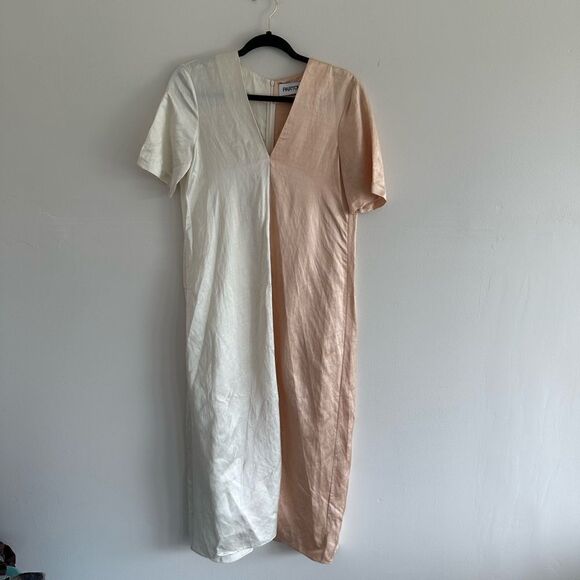 Partow Leah two toned silk/linen blend dress 2 - Picture 13 of 14
